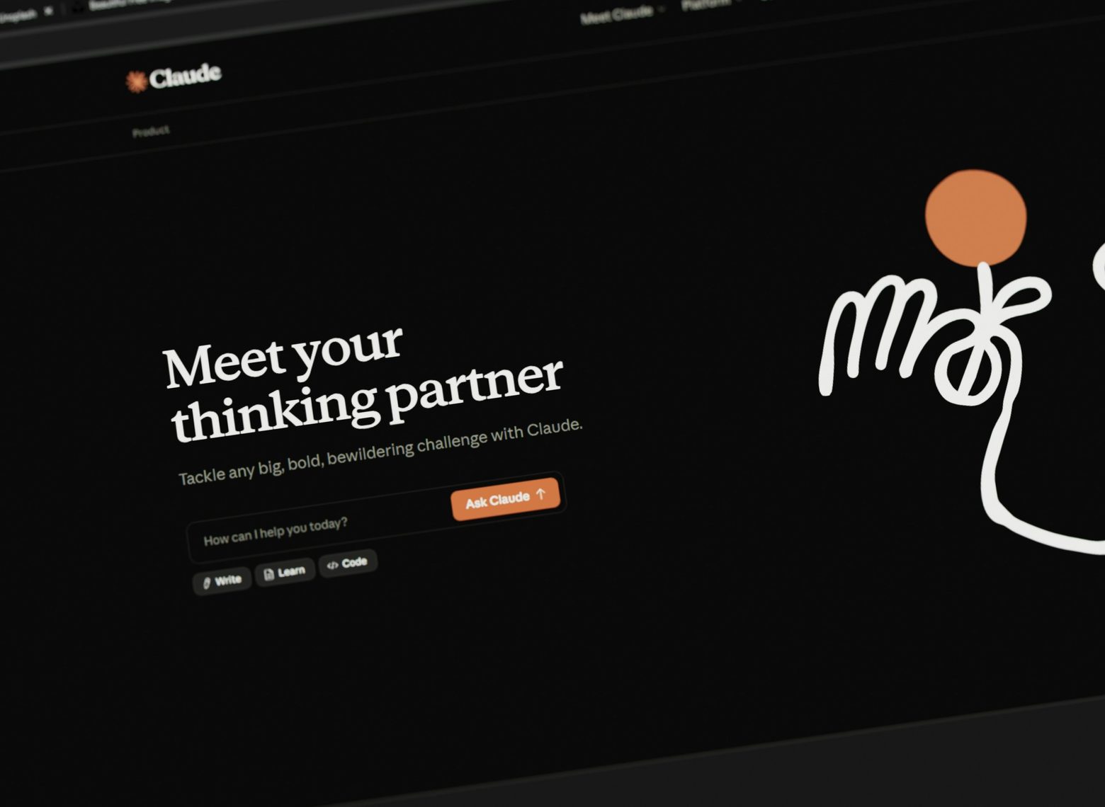 Claude's own pitch — 'Meet your thinking partner.' On Opus 5, the default now matches the marketing.
